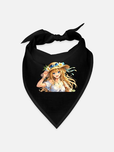 Sunlit Straw Hat Summer - Bandana - black - Front