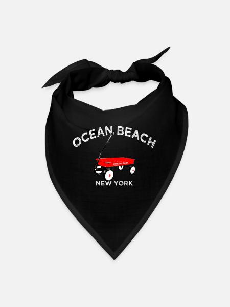 OCEAN BEACH Fire Island red wagon Long Island NY - Bandana - black - Front