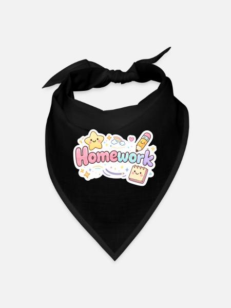 Homework Kawaii Rainbow Typography - Bandana - black - Front