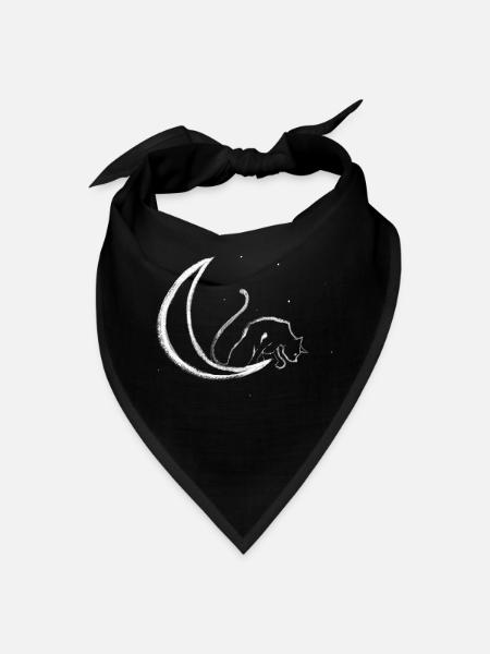 Celestial Cat Moon Phases Design - Bandana - black - Front