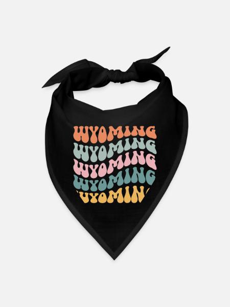 Wyoming State Wyomingite Pride Groovy Retro - Bandana - black - Front