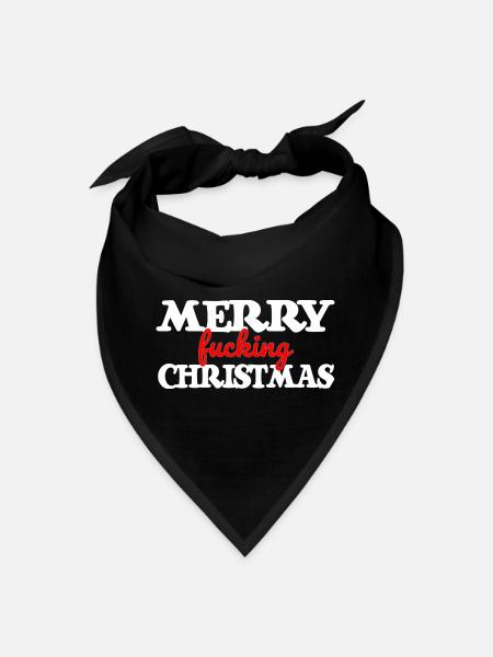 Merry fucking Christmas funny fuck xmas bah humbug - Bandana - black - Front