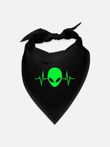 Alien Head Heartbeat Pulse ECG - Bandana - black - Front