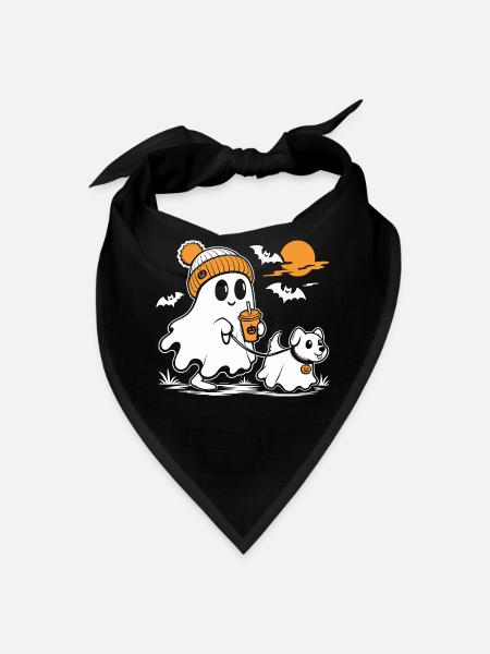 Chien fantôme promenant Chien fantôme Halloween - Bandana - noir - Devant