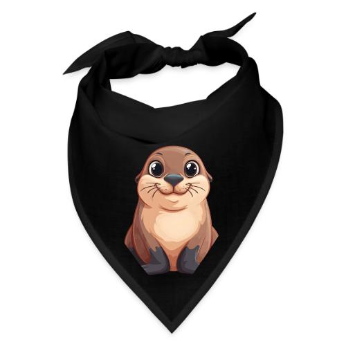 Smiling Cartoon Brown Sea Lion - Bandana