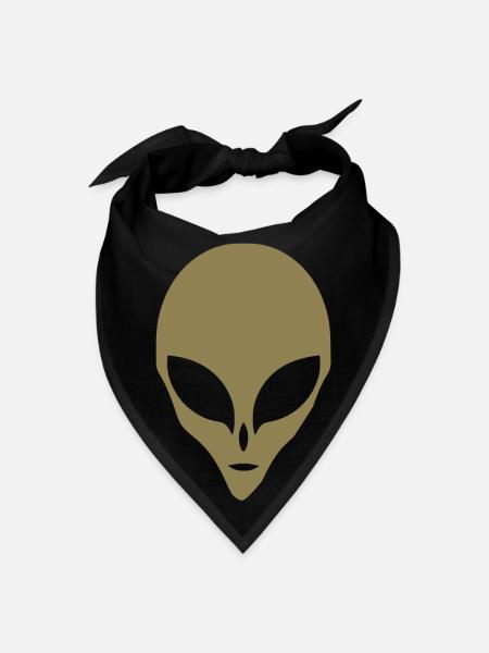 Alien Silhouette Head Face - Bandana - black - Front