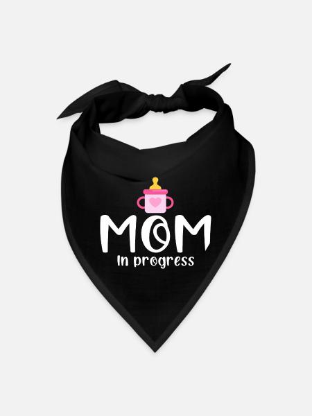 Mom In Progress, Future Mom Gift Idea New Mom - Bandana - black - Front