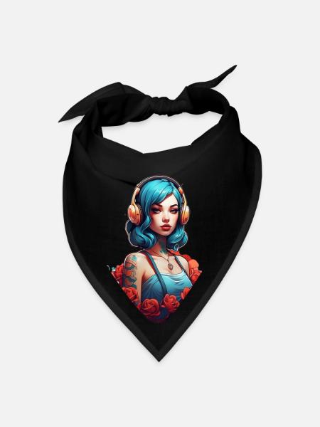Create a tattoo design with bold outline - Bandana - black