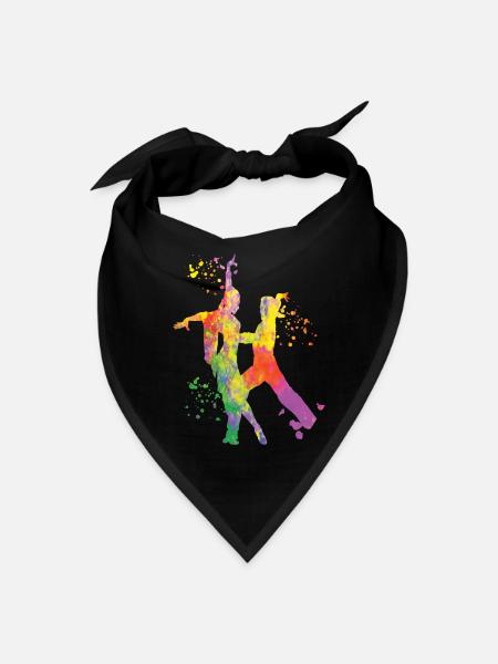 Latin Dancing Couple Watercolor Dancer - Bandana - black - Front