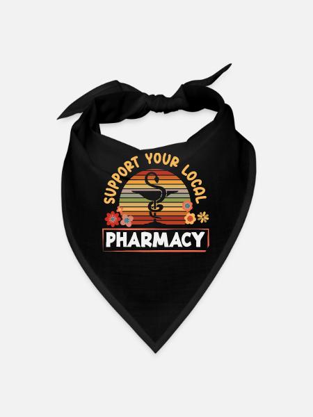 Retro Support Your Local Pharmacy Funnny - Bandana - black - Front