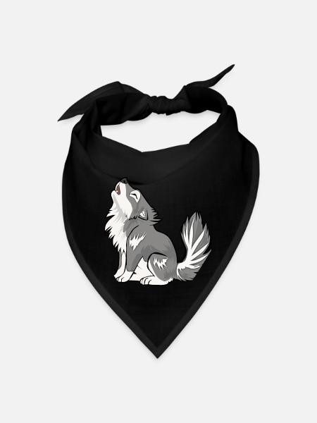 Cute Baby Howling Wolf Cub Gifts Animals Lover - Bandana - black - Front