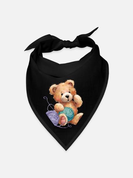 Teddy Bear With Yarn - Bandana - black