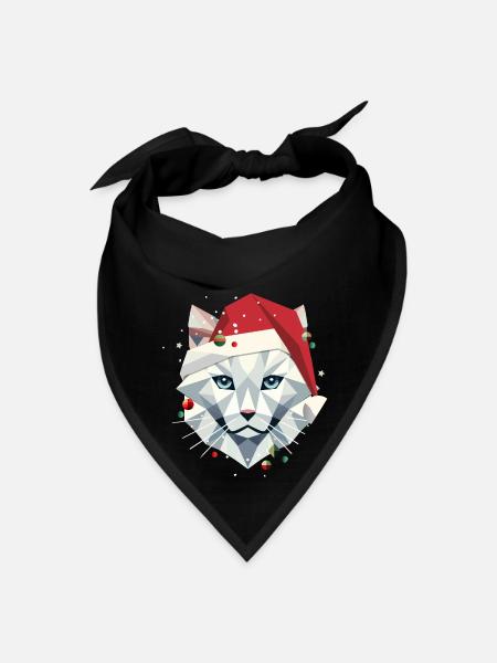 Chat de Noël en tant que Père Noël dans un style moderne - Bandana - noir - Devant