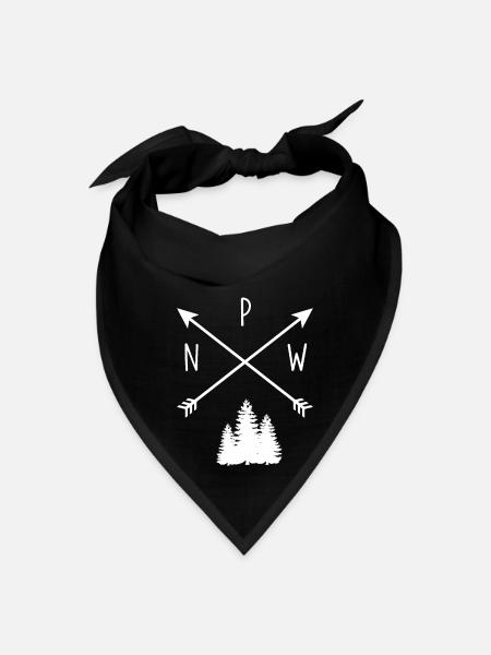 Pine Trees Pacific Northwest PNW with Arrows - Bandana - black - Front