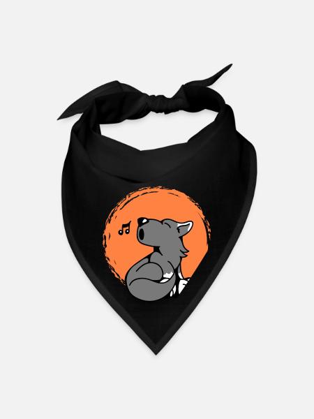 Little Wolf Howls At The Moon - Bandana - black - Front