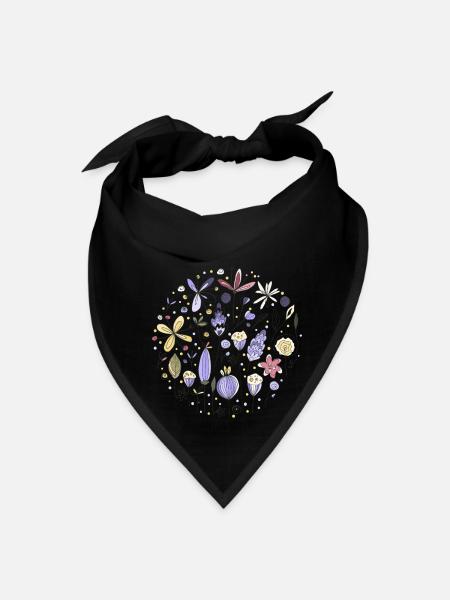 White Natural Flower love in nature - Bandana - black - Front