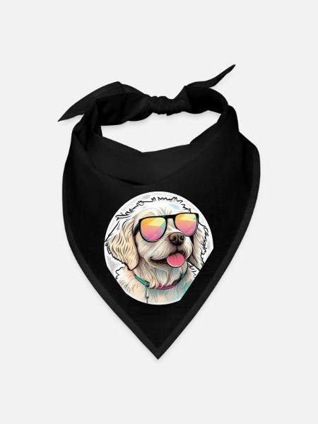 cute charming dog sporting sunglasses - Bandana - black