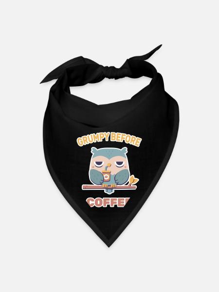 Grouchy Owl Grumpy Before Coffee - Bandana - black - Front