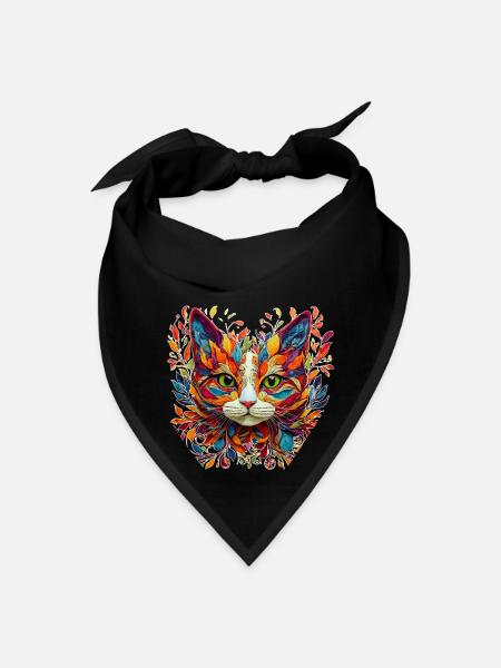 Cat Face 2 - Bandana - black - Front