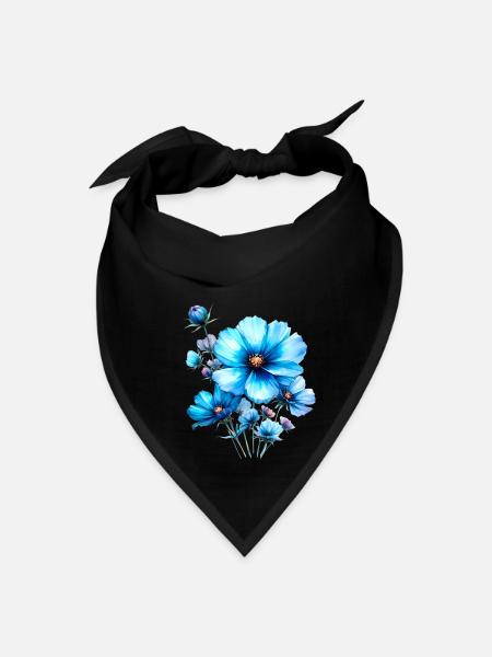 Vibrant Blue Cosmos Flower - Bandana - black