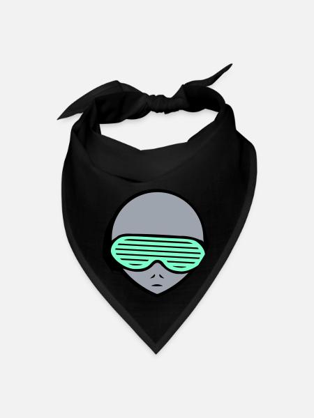 DJ Alien Extraterrestrial Face Head Music Party - Bandana - black - Front