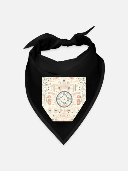 Futuristic Tech Pattern - Circuit Board Inspired - Bandana - black - Front