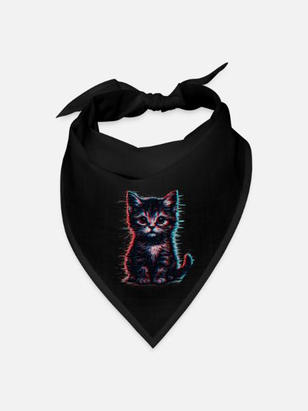 Glitch Cat - Bandana - black - Front