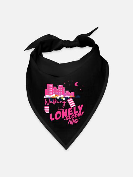 Walking in Lonely Blooming Night - Bandana - black