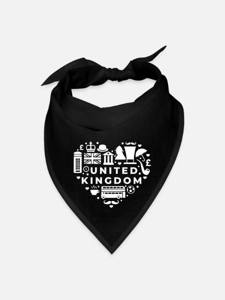 Uk White Heart - Bandana - black - Front