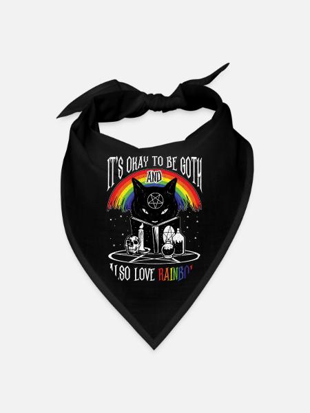 LGBT Goth Rainbows Black Cat Pentagram Pentacle - Bandana - black - Front