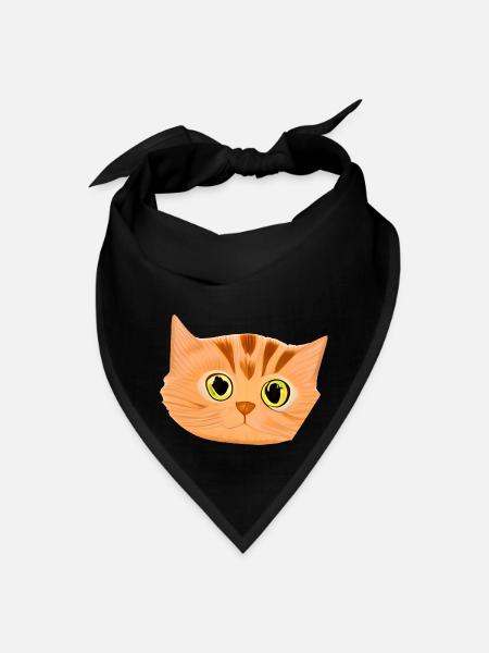 Cute Orange Cat Face - Bandana - black - Front