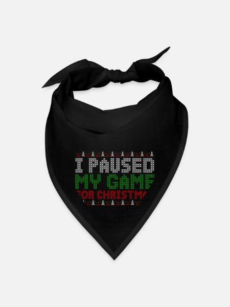 Paused Game Christmas Xmas X Mas Santa - Bandana - black - Front