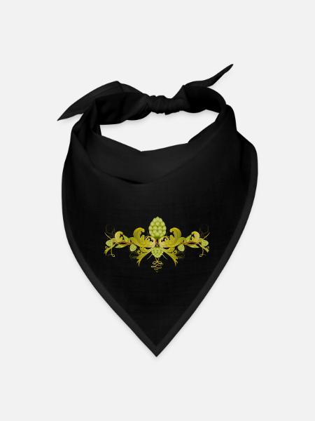 Decorative hop vine with ornamental beer brewing - Bandana - black - Front