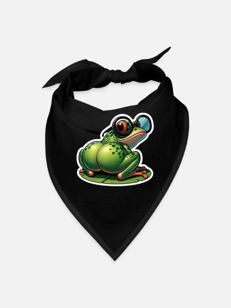 Colorful Frog with Sunglasses and Headphones - Bandana - black
