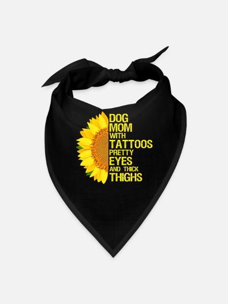 Sunflower Dog Mom Tattooed Vibes Tshirt Gift Shirt - Bandana - black - Front