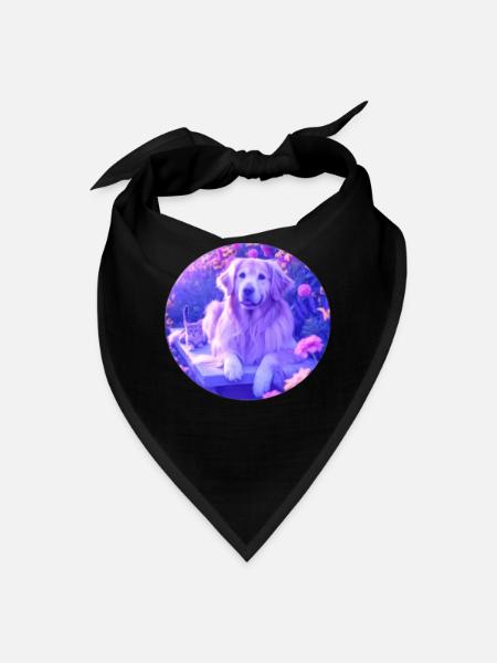 Pastel Dream Dog in Garden - Bandana - black