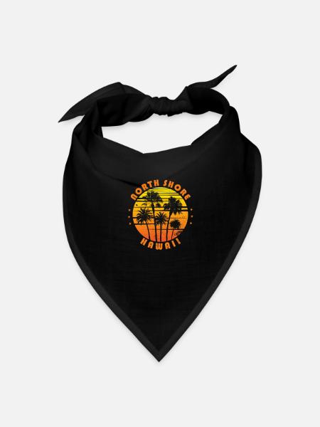 Retro North Shore Oahu Hawaii Souvenir Vintage - Bandana - black - Front