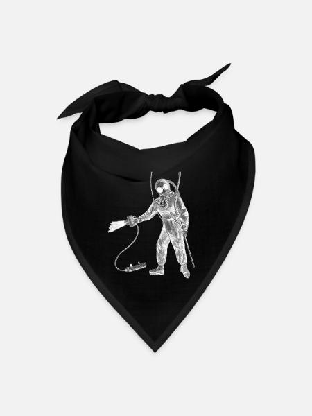 Vintage Diver with Helmet and an Underwater Lamp - Bandana - black - Front