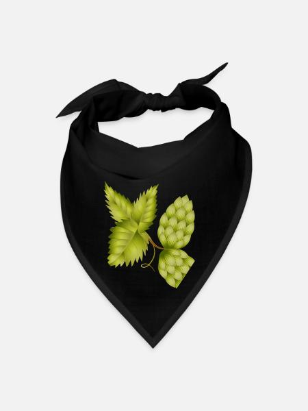Hops and Hop Leaf – Natural Beer Motif - Bandana - black - Front