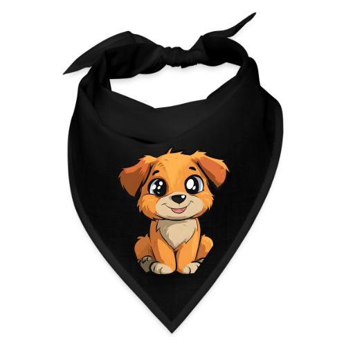 Cute Sitting Puppy Cartoon with Big Eyes - Bandana