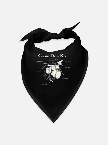 Classic Drum Kit Diagram - Bandana - black - Front