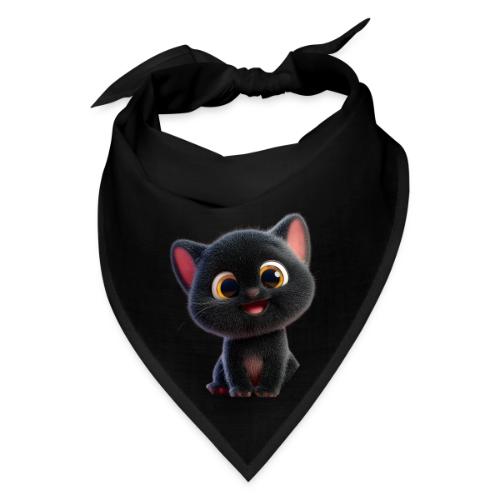 Adorable 3D Black Kitten with Big Eyes - Bandana