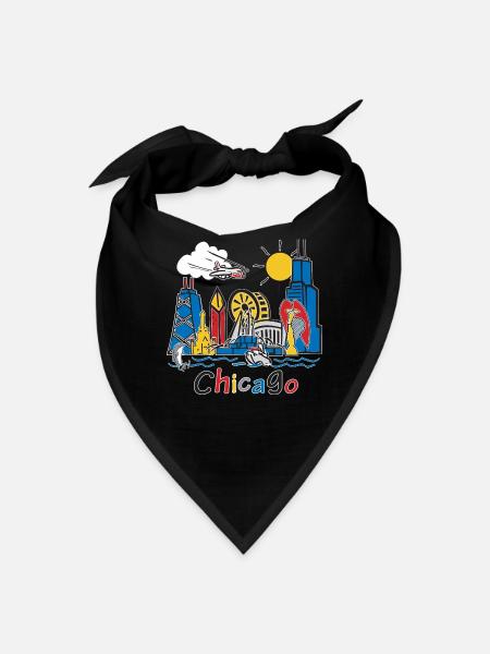 ChicagoGo Cartoon Skyline - Bandana - black - Front
