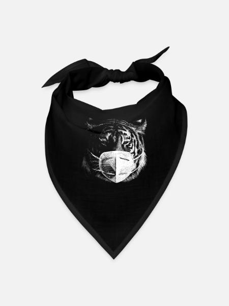 Tiger with mask - Bandana - black - Front