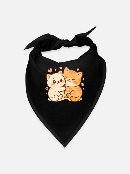 Cute Kittens Embracing Heartwarming Design - Bandana - black