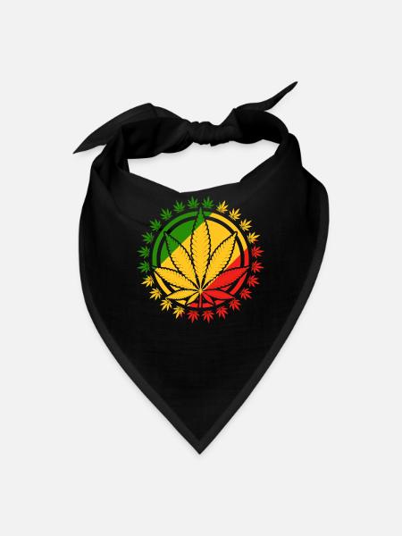 Rasta Inspired Cannabis Leaf Design - Bandana - black - Front