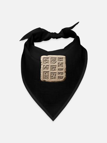 Ancient Script Carving Tapestry - Bandana - black