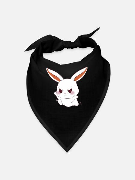 Bold Angry Bunny Illustration - Bandana - black - Front