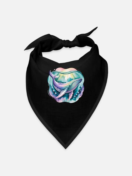 Sunlit Watercolor Whale - Bandana - black - Front