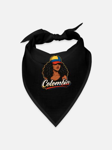 Colombian Girl Pride Woman with Colombia Flag - Bandana - black - Front